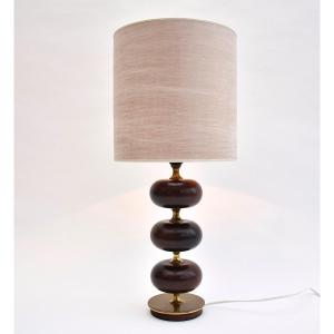 Lampe de table suédoise en laiton et hêtre, style milieu du siècle