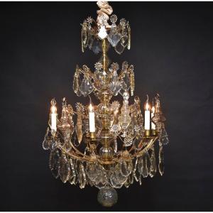 Lustre du XVIIIe siècle en bronze doré et cristal