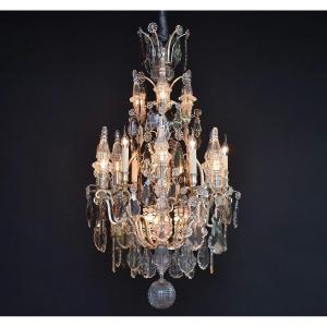 Large Louis XV Style Chandelier In Silver Bronze