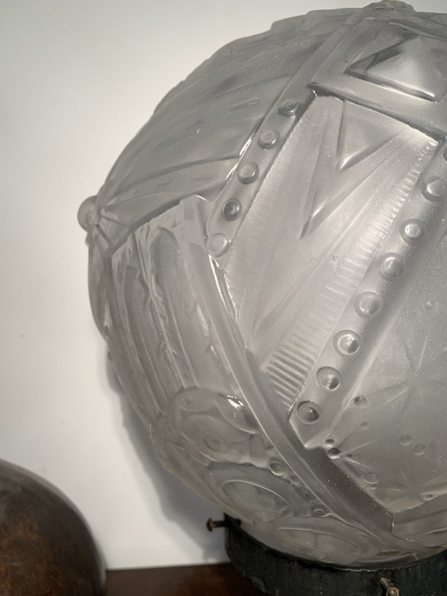 Ball Lamp By Muller Frères Lunéville Art Deco -photo-3