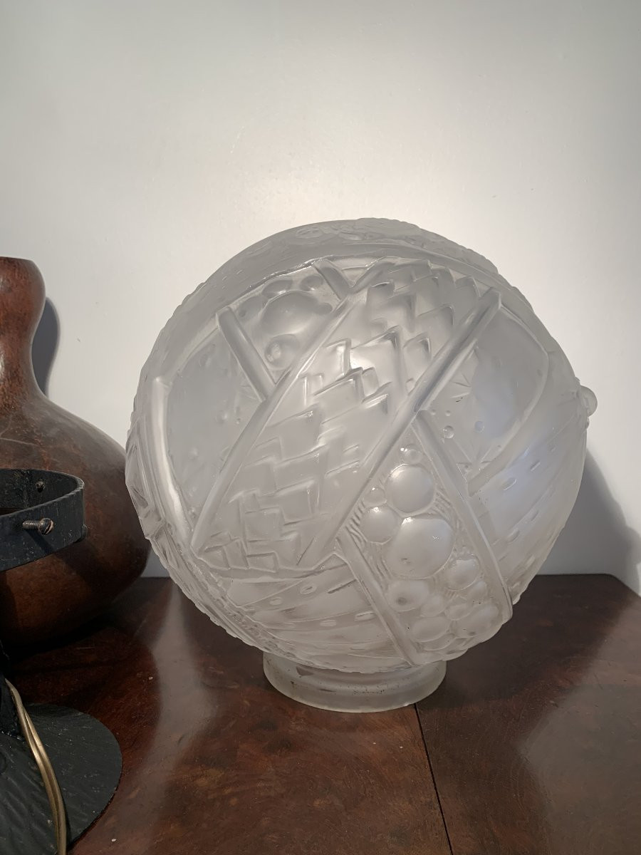 Ball Lamp By Muller Frères Lunéville Art Deco -photo-3
