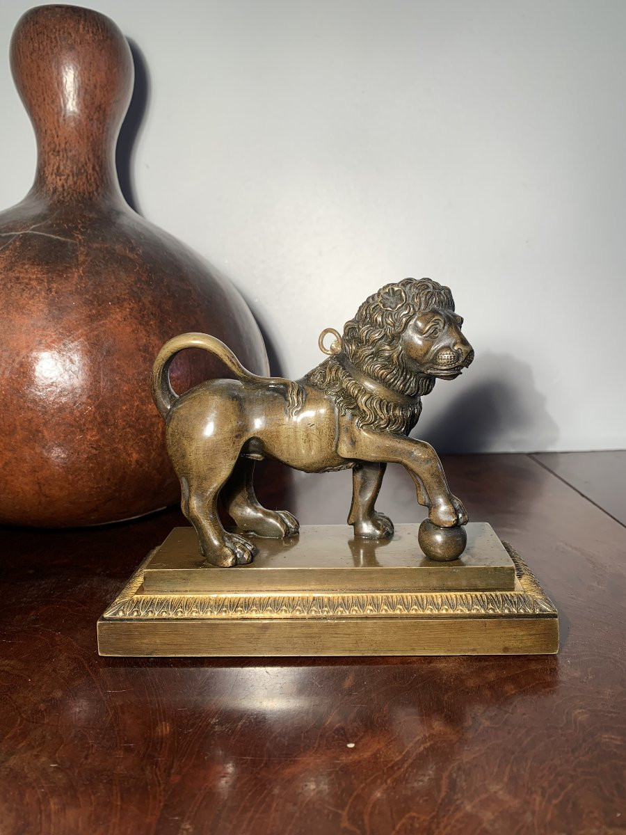 Sculpture Bronze Lion de Médicis Restauration XIXe-photo-4