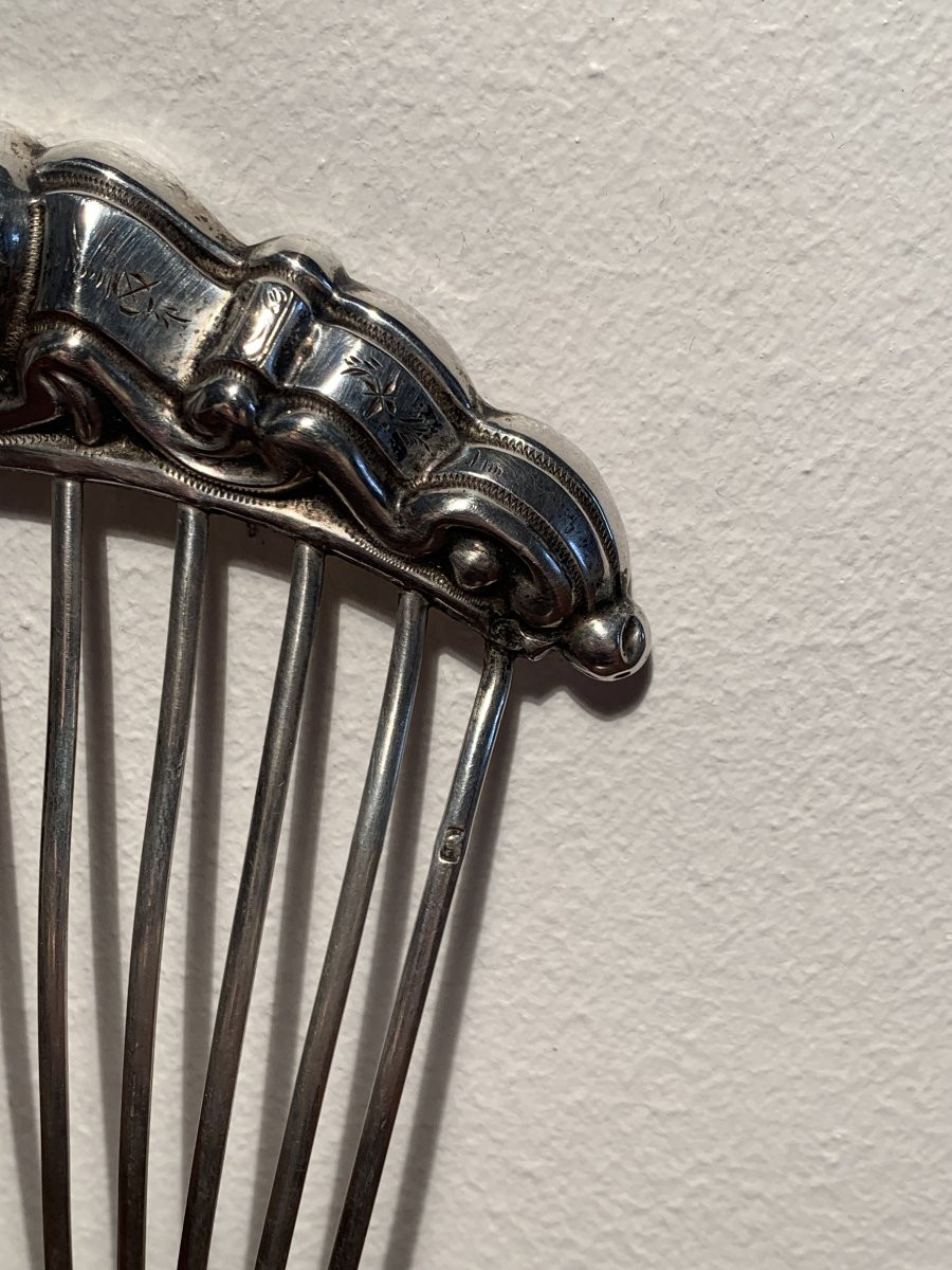 Peigne à Cheveux Tiare Argent Massif Art Nouveau-photo-2