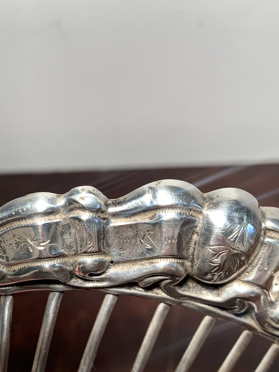 Peigne à Cheveux Tiare Argent Massif Art Nouveau-photo-1