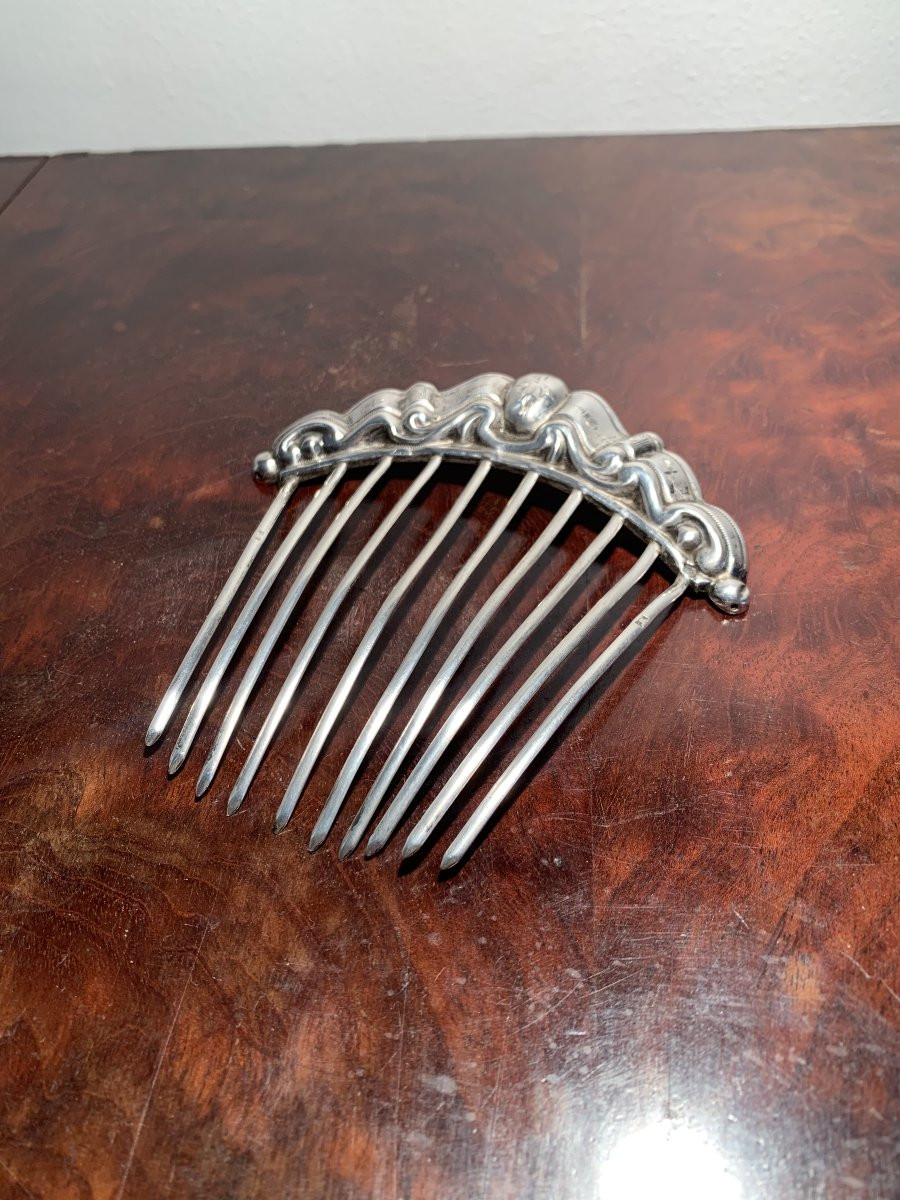 Peigne à Cheveux Tiare Argent Massif Art Nouveau-photo-7