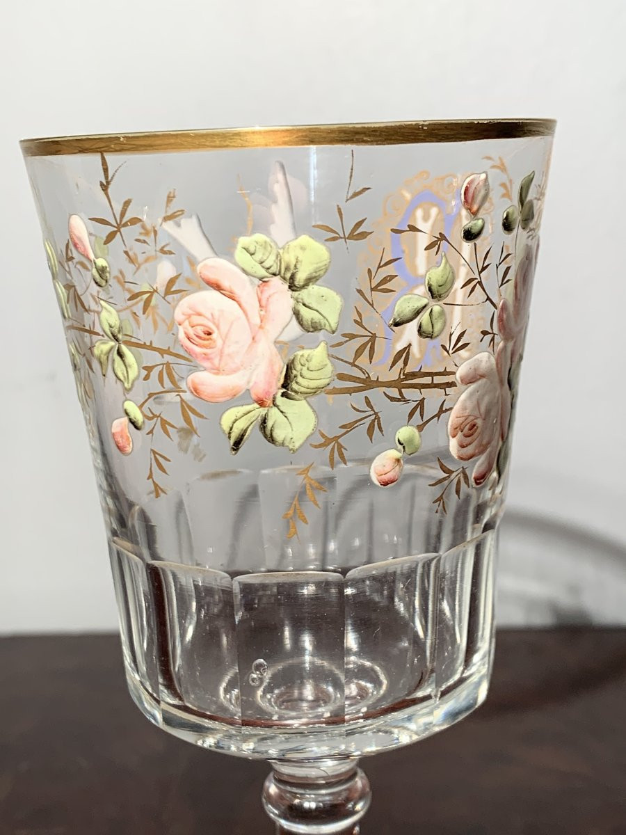 Verre Emaillé Oiseau Rose XIX-photo-2