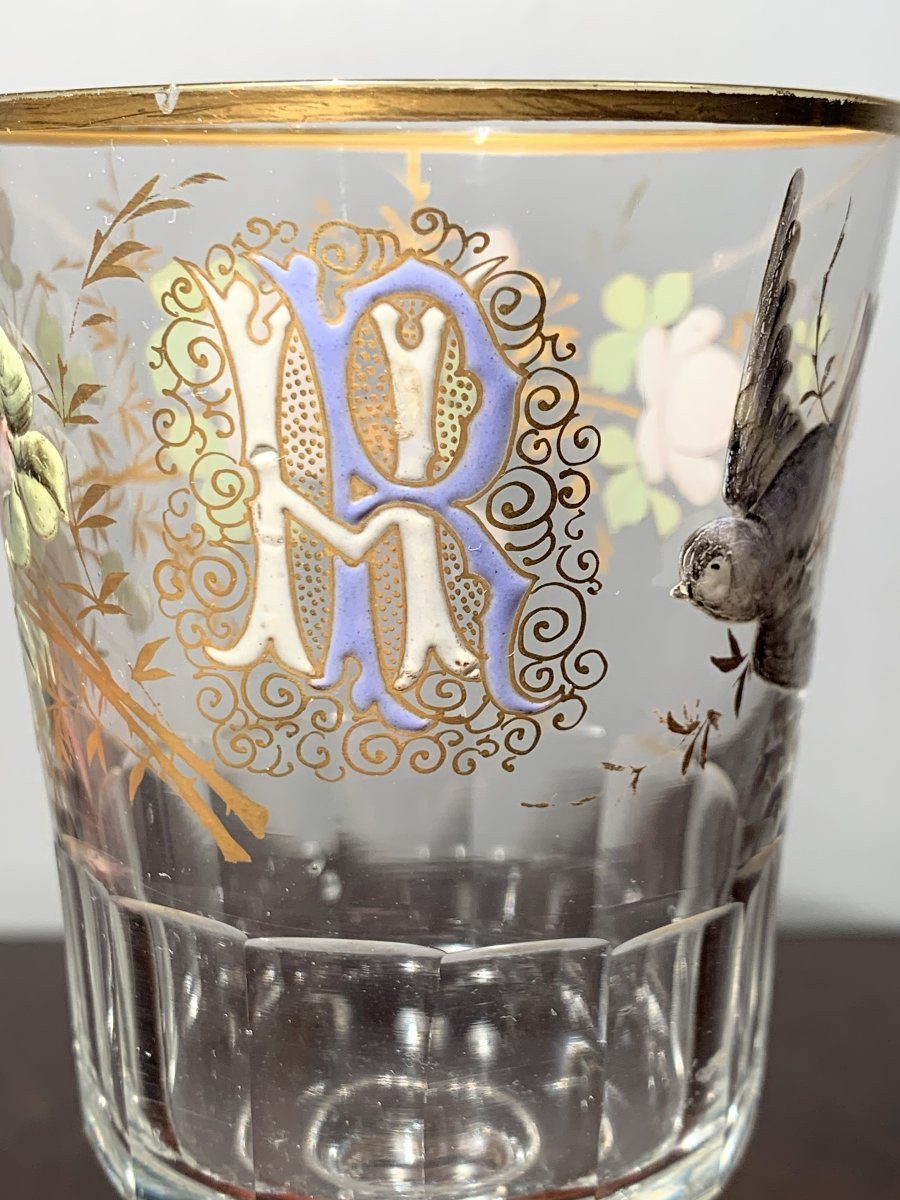 Verre Emaillé Oiseau Rose XIX-photo-6