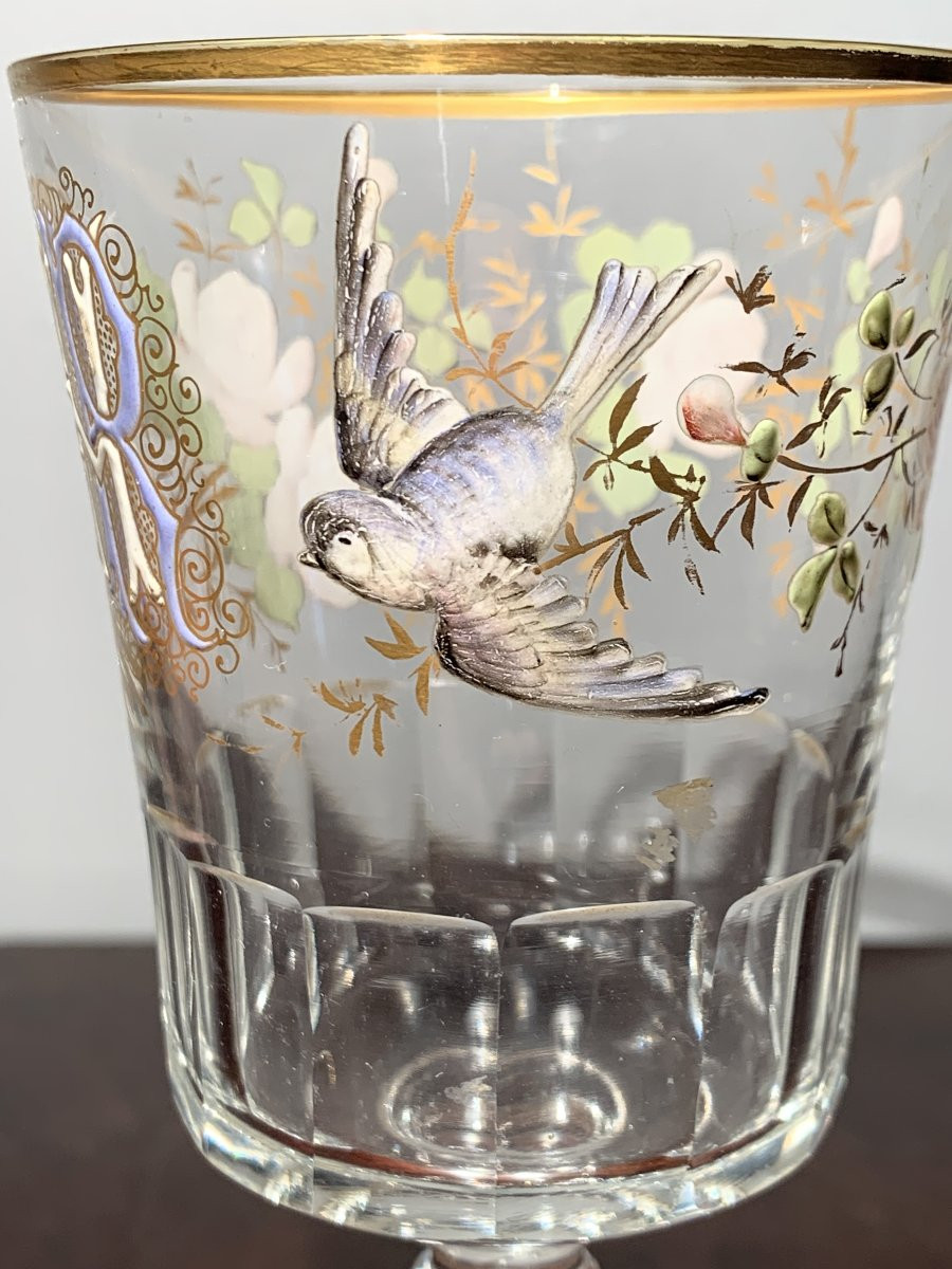 Verre Emaillé Oiseau Rose XIX-photo-7