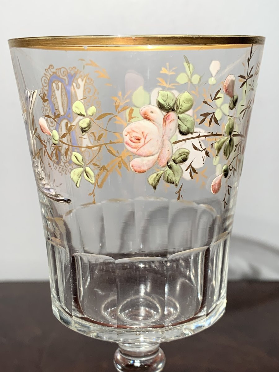 Verre Emaillé Oiseau Rose XIX-photo-8