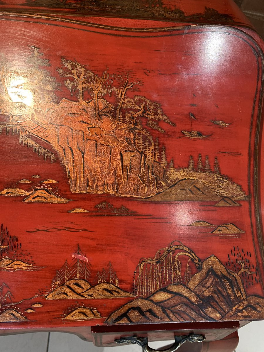 Slanted Desk In Chinese Lacquer, Louis XV Style-photo-3