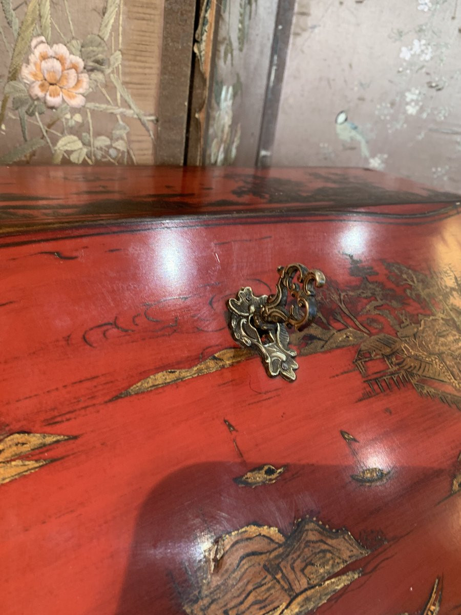 Slanted Desk In Chinese Lacquer, Louis XV Style-photo-4