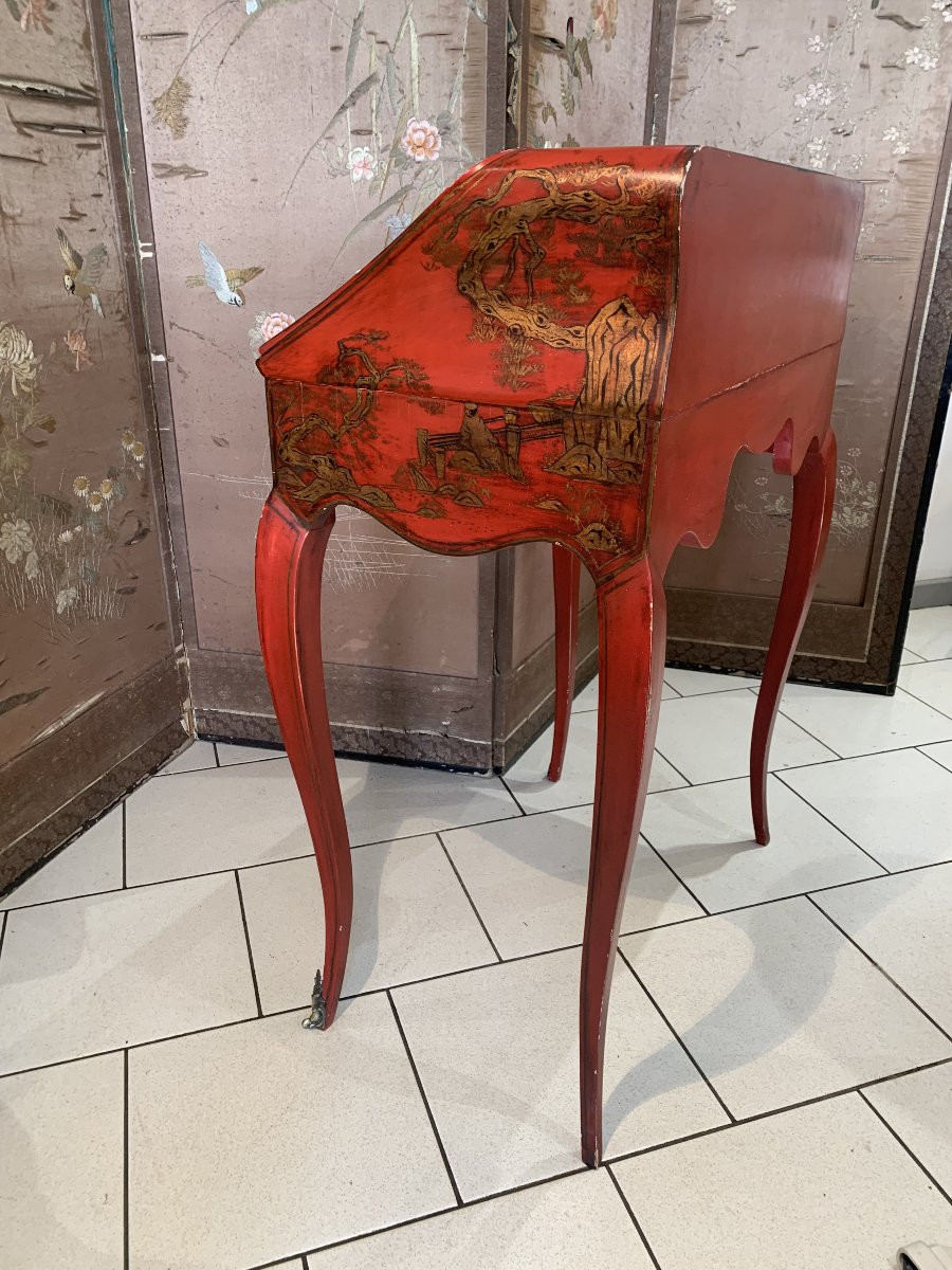 Slanted Desk In Chinese Lacquer, Louis XV Style-photo-4