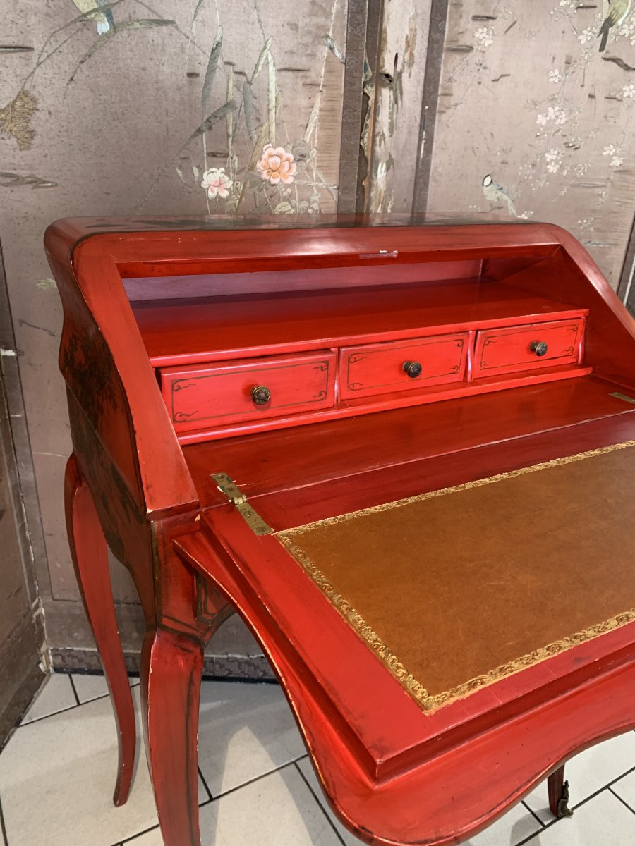 Slanted Desk In Chinese Lacquer, Louis XV Style-photo-5