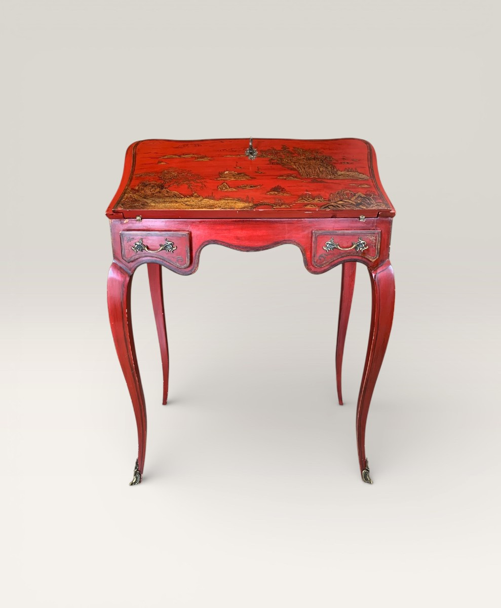 Slanted Desk In Chinese Lacquer, Louis XV Style