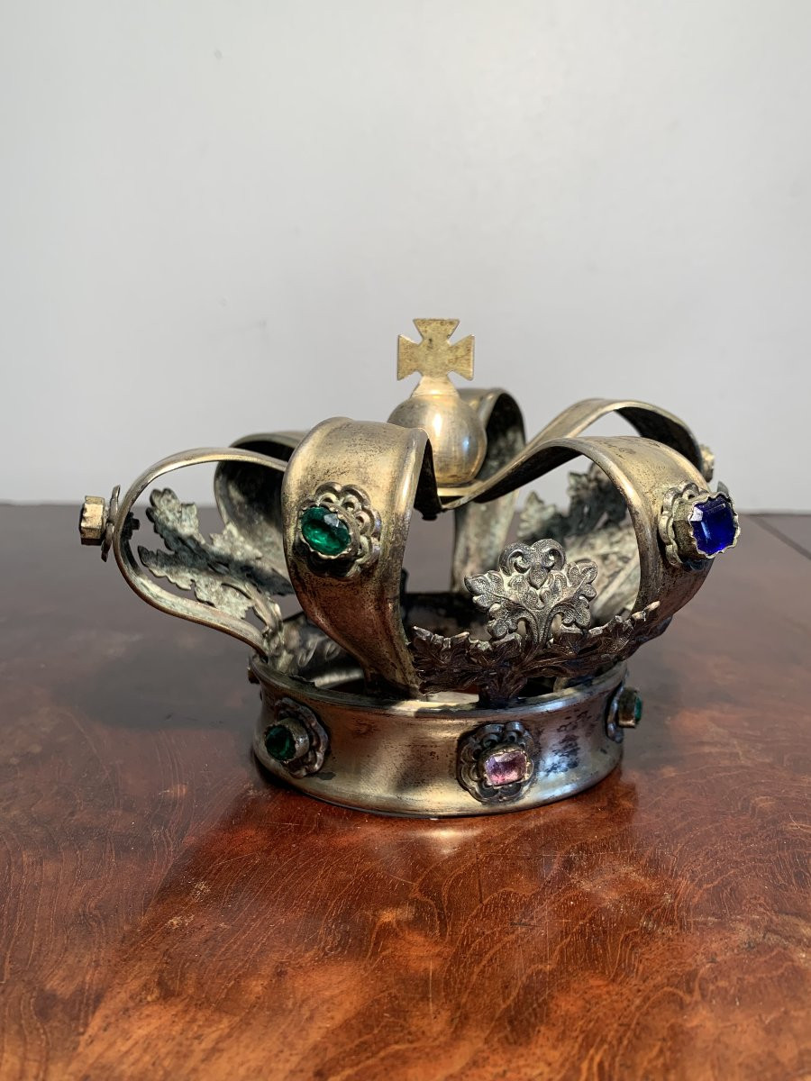 Couronne Statue Métal Religieux XIX-photo-4