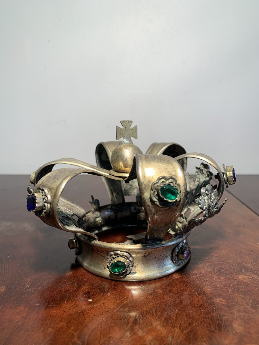 Couronne Statue Métal Religieux XIX-photo-1