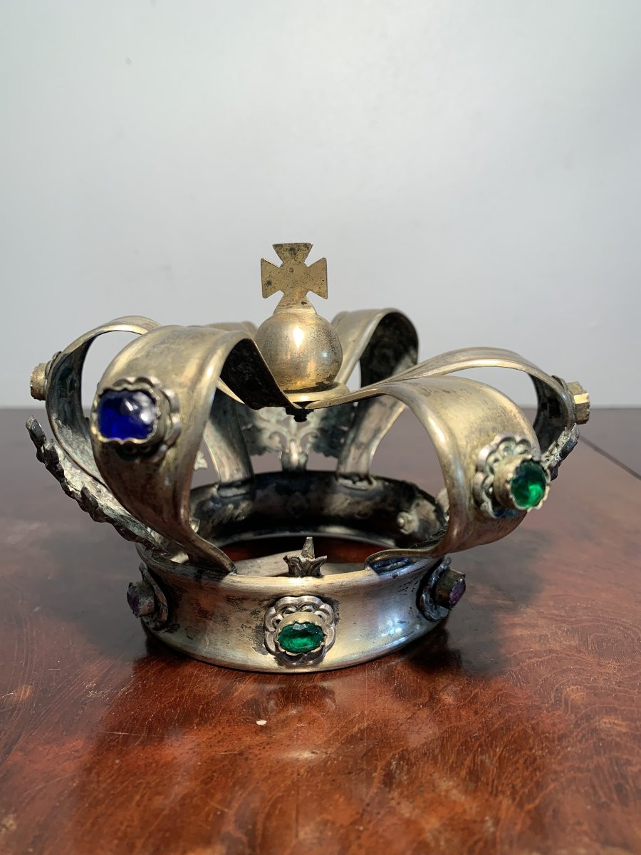 Couronne Statue Métal Religieux XIX-photo-3