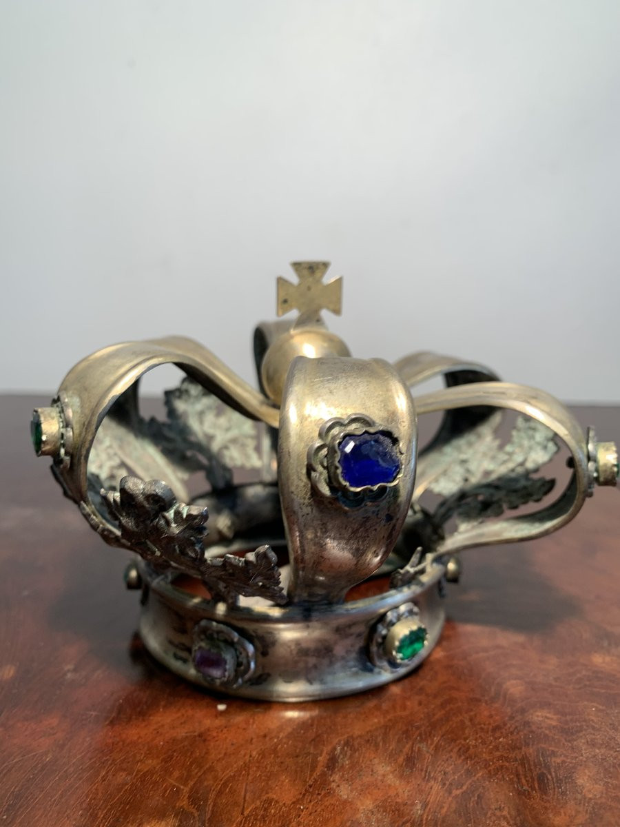 Couronne Statue Métal Religieux XIX-photo-4