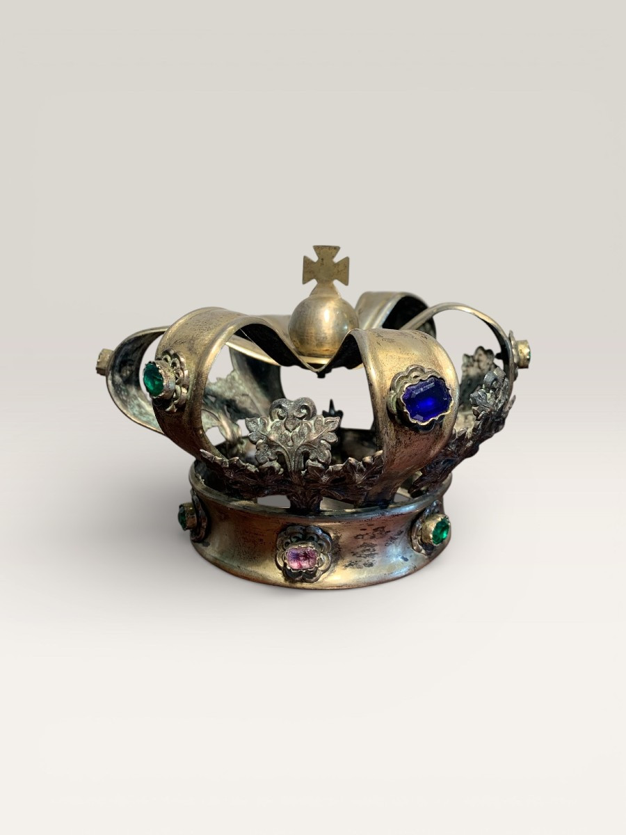 Couronne Statue Métal Religieux XIX