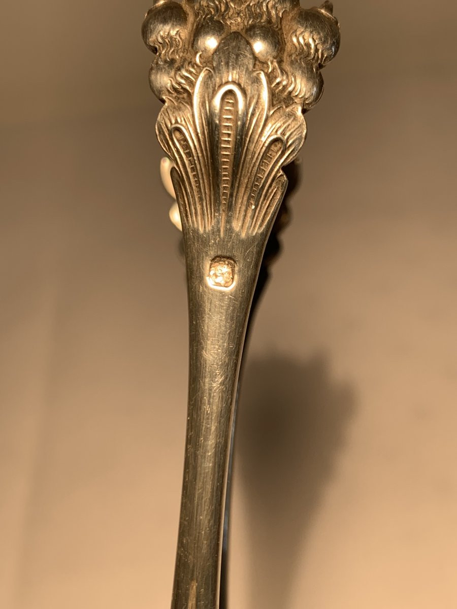 Pince à Sucre Argent Massif Minerve Pate de Lion XIX-photo-2