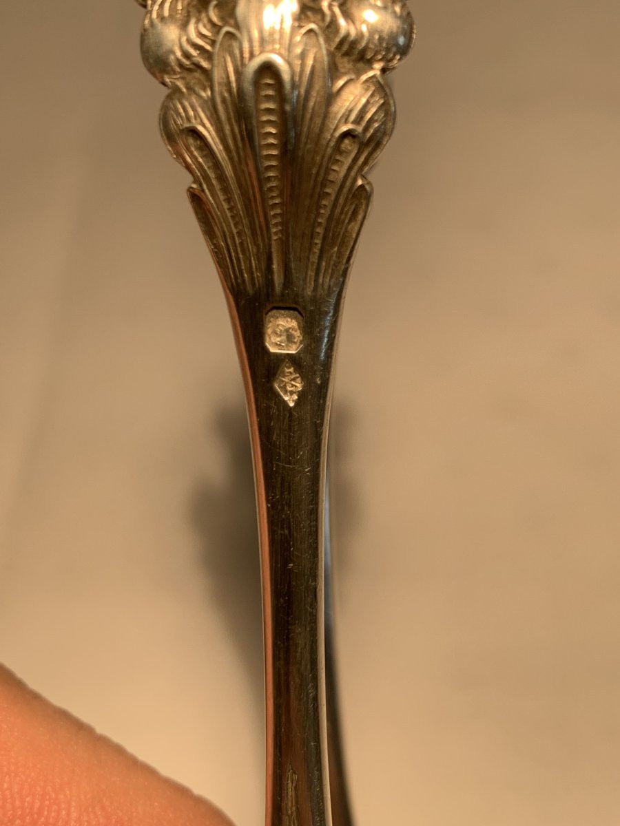Pince à Sucre Argent Massif Minerve Pate de Lion XIX-photo-3