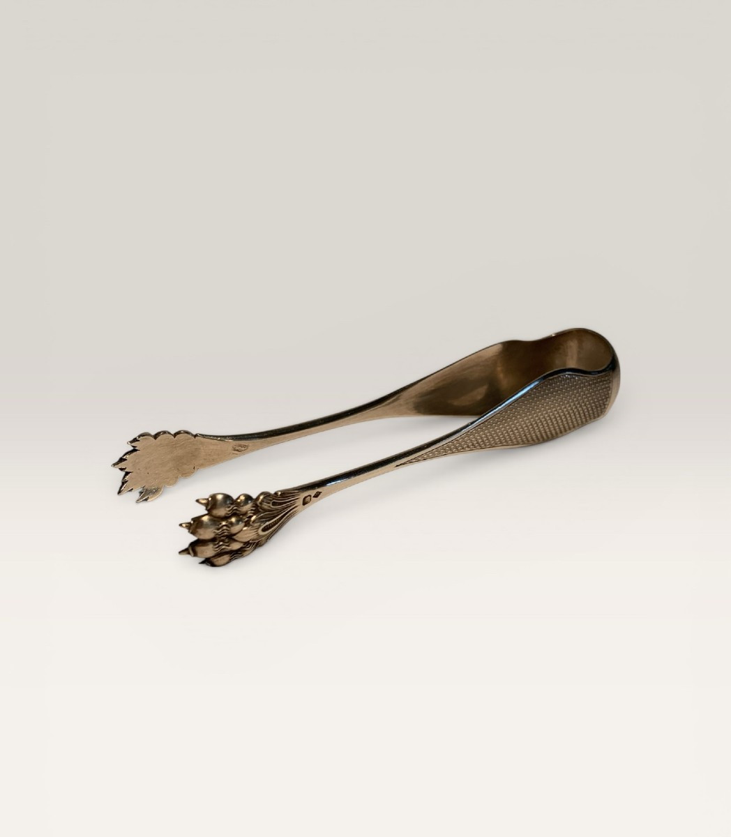 Pince à Sucre Argent Massif Minerve Pate de Lion XIX