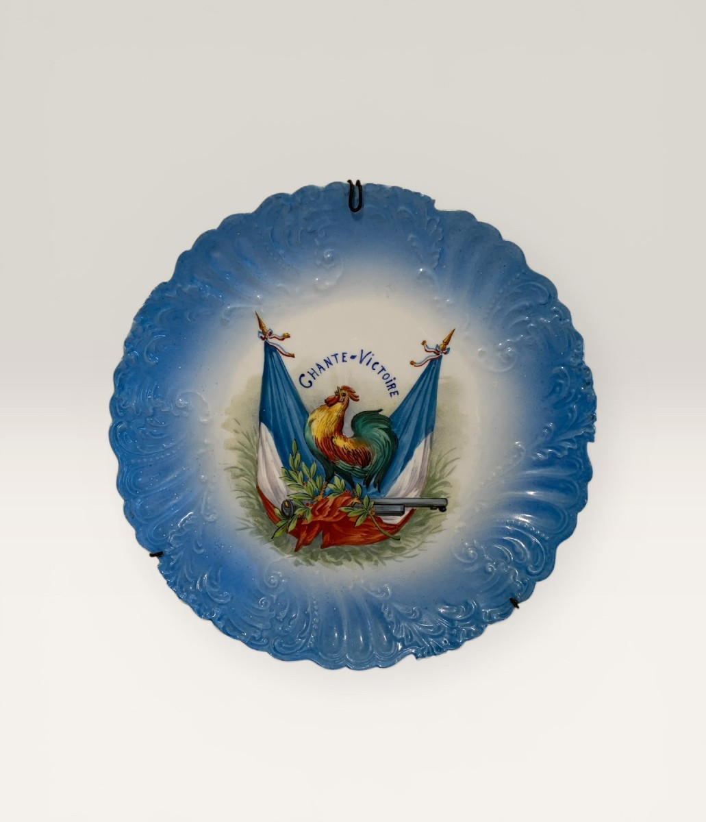 Assiette Coq Porcelaine Fine vers 1900