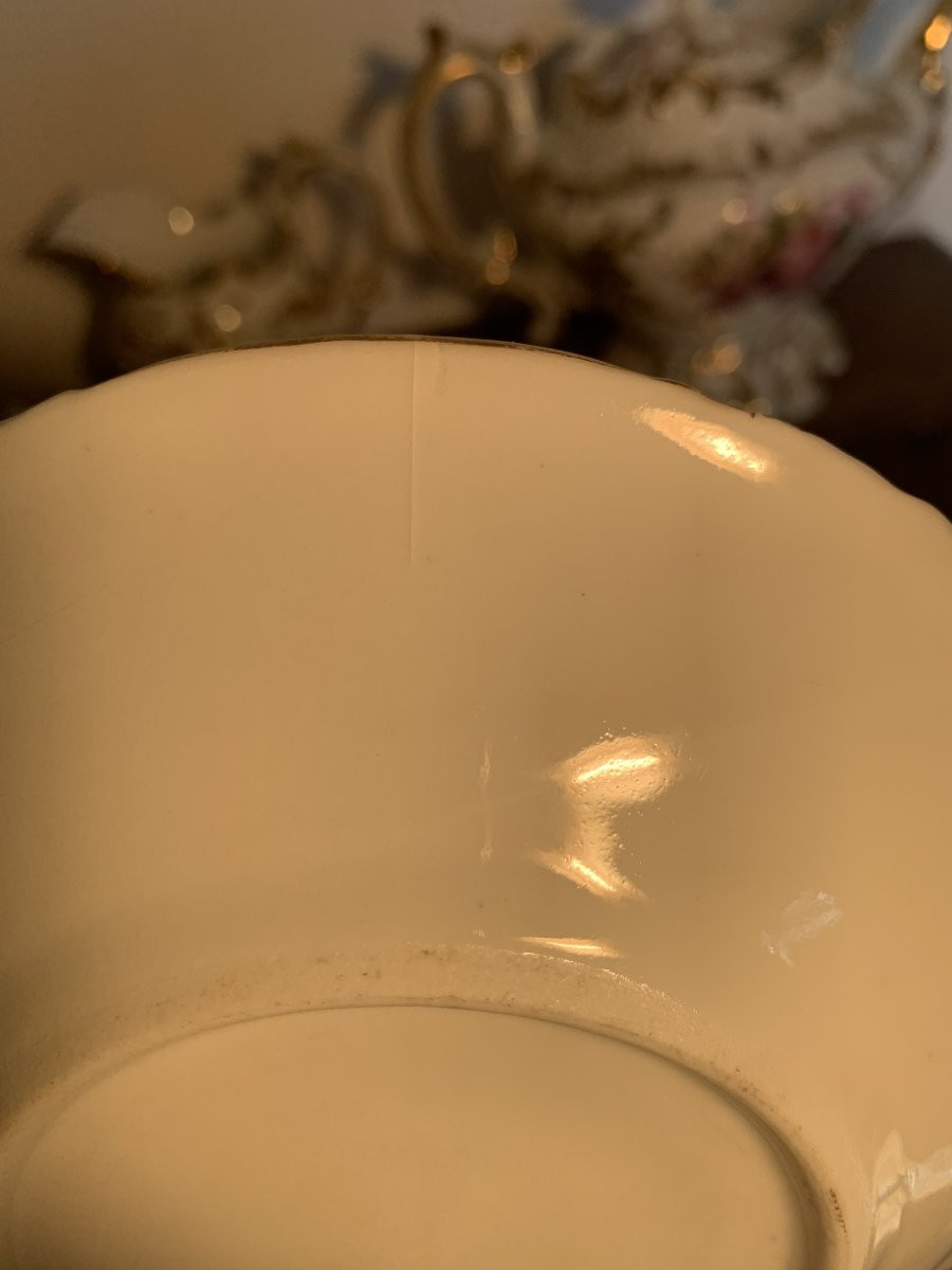 Service à café / thé Porcelaine de Paris Napoléon III décor floral-photo-1