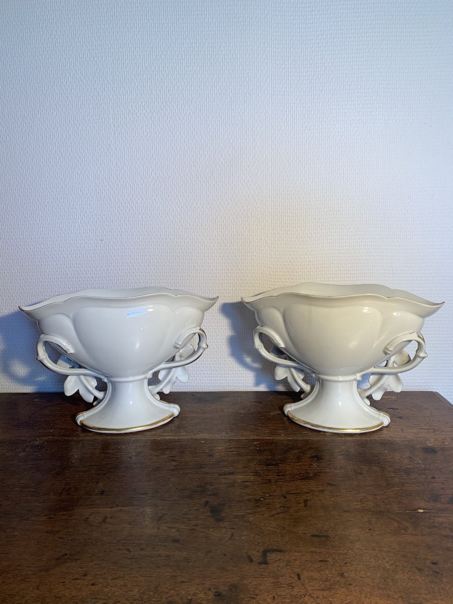Paire Vase de Mariés Porcelaine Paris Napoléon III Floral-photo-4