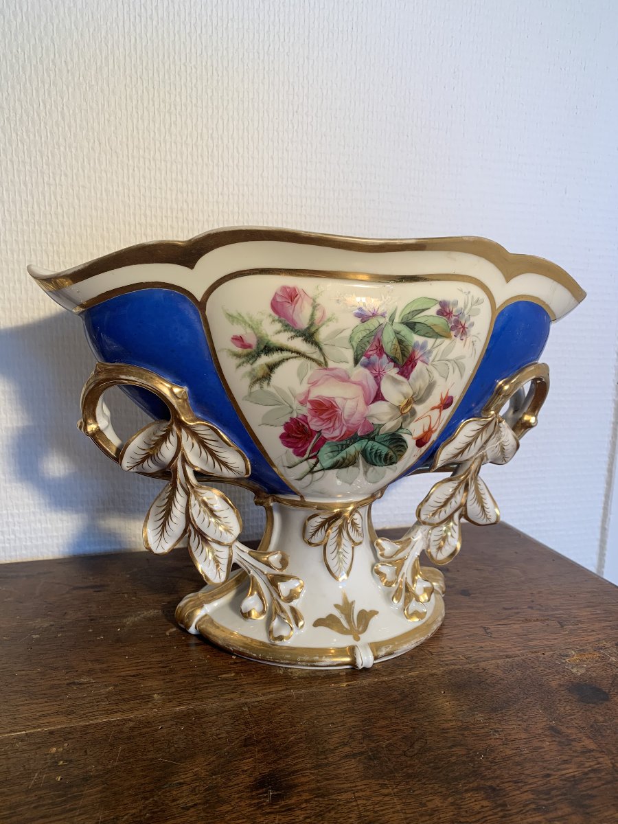 Paire Vase de Mariés Porcelaine Paris Napoléon III Floral-photo-3