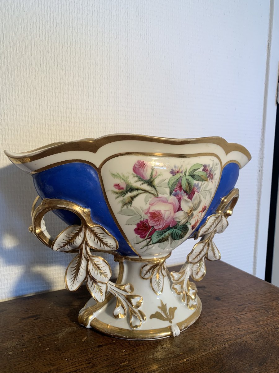 Paire Vase de Mariés Porcelaine Paris Napoléon III Floral-photo-6