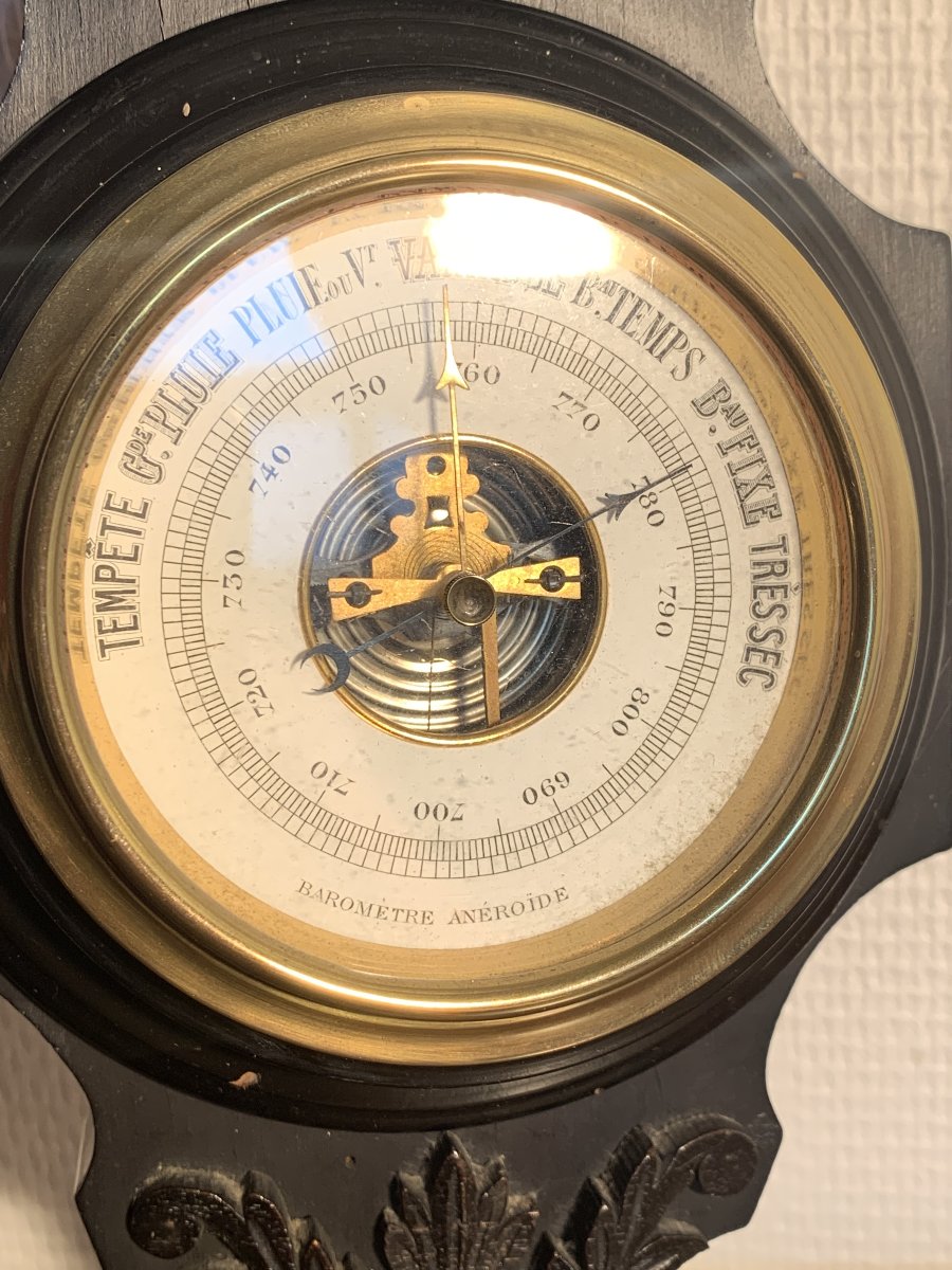 Ancien Baromètre Anéroïde Thermomètre Napoleon III-photo-1