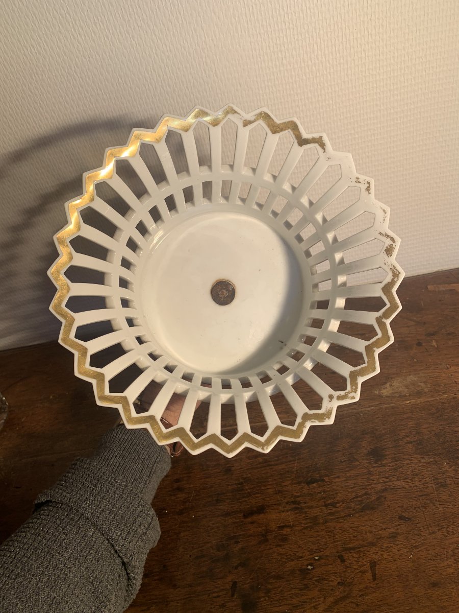 Coupe Corbeille Porcelaine Doré XIX-photo-3