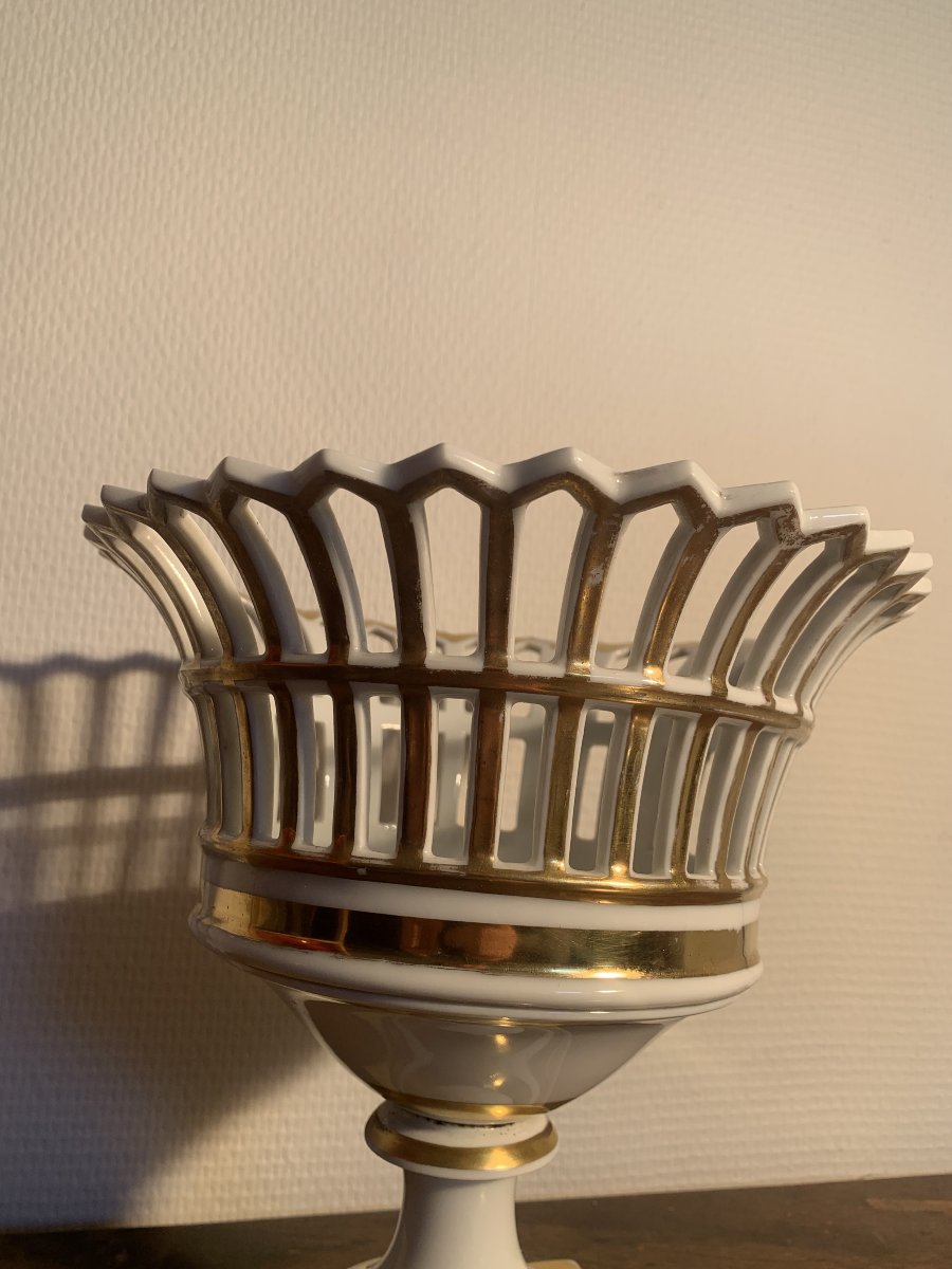 Coupe Corbeille Porcelaine Doré XIX-photo-1