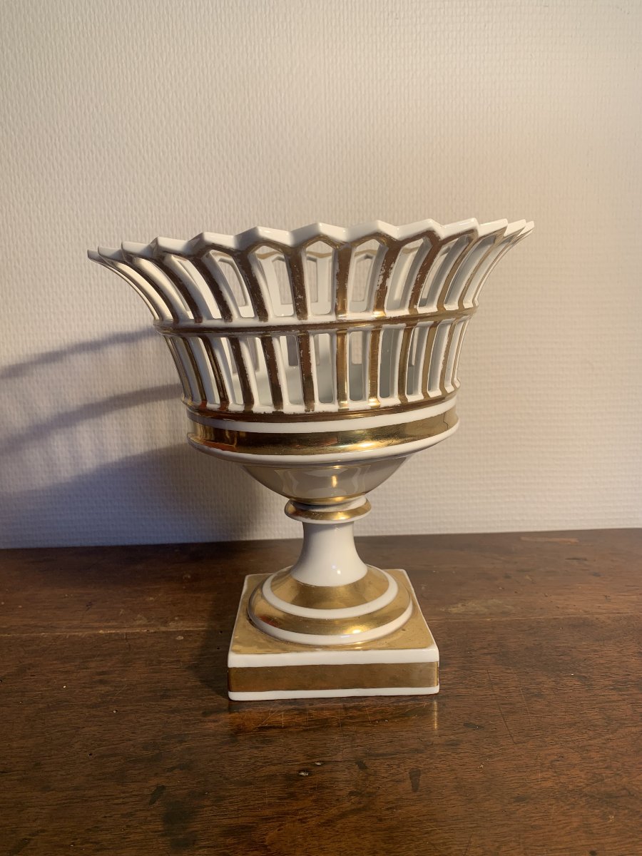 Coupe Corbeille Porcelaine Doré XIX-photo-6