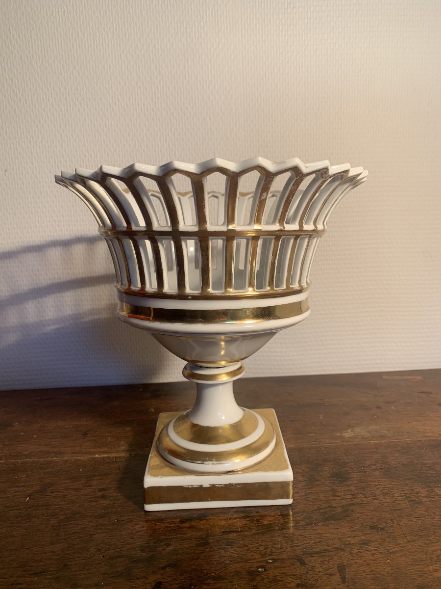 Coupe Corbeille Porcelaine Doré XIX-photo-8