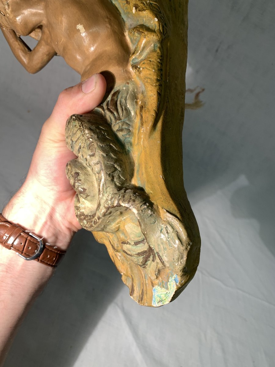 19th-century Antique Mermaid Wall Console, Plaster-photo-6