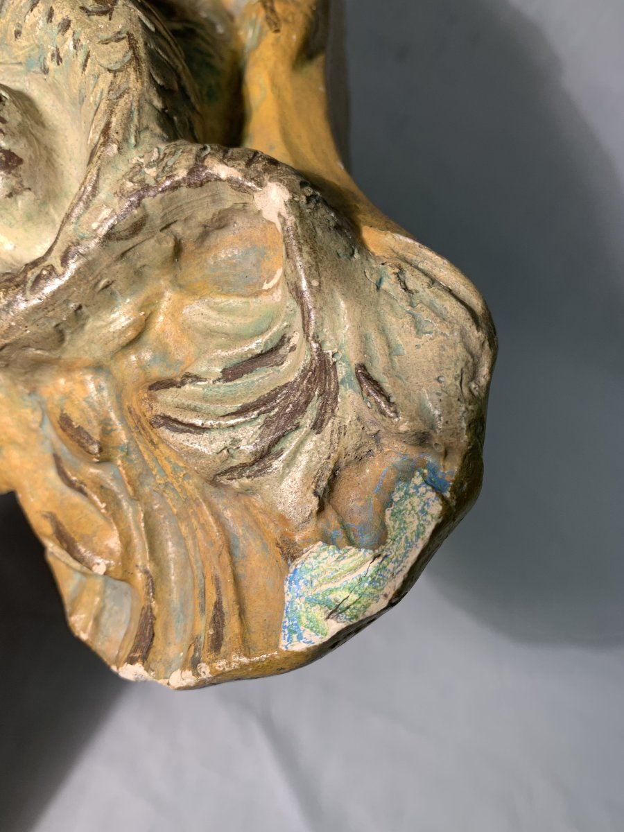 19th-century Antique Mermaid Wall Console, Plaster-photo-7
