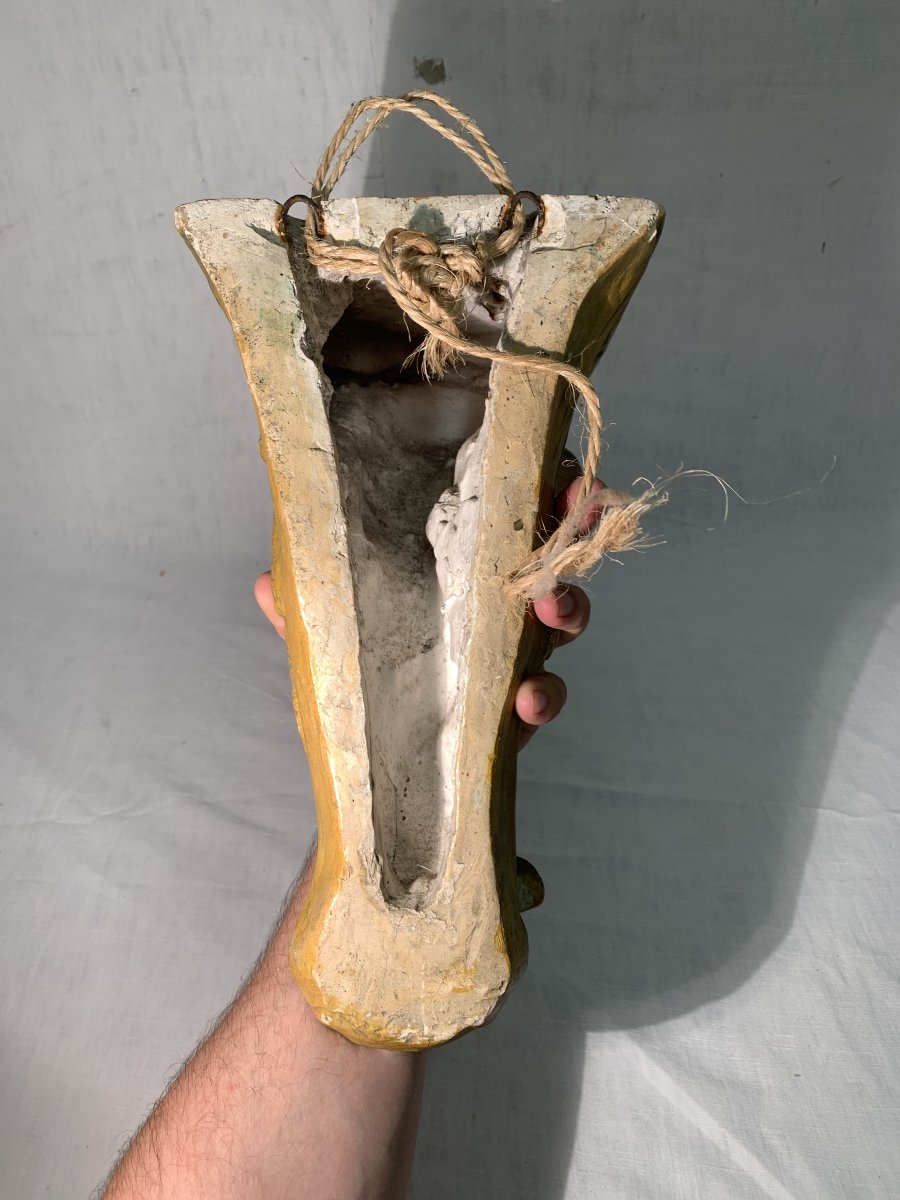 19th-century Antique Mermaid Wall Console, Plaster-photo-8