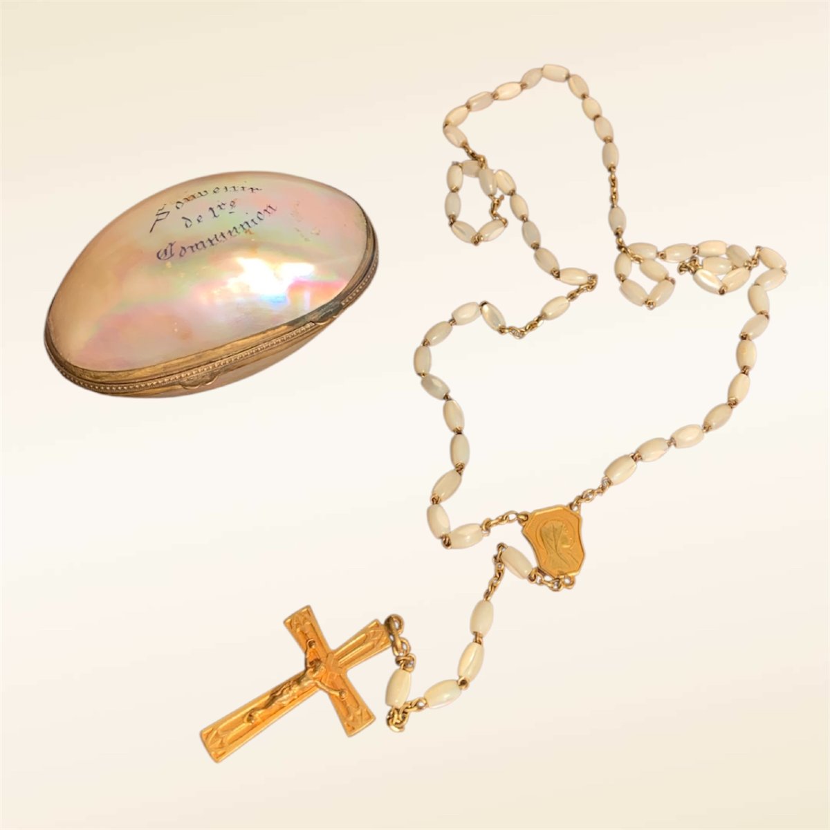 Chapelet et Etui Nacre Napoléon III XIX