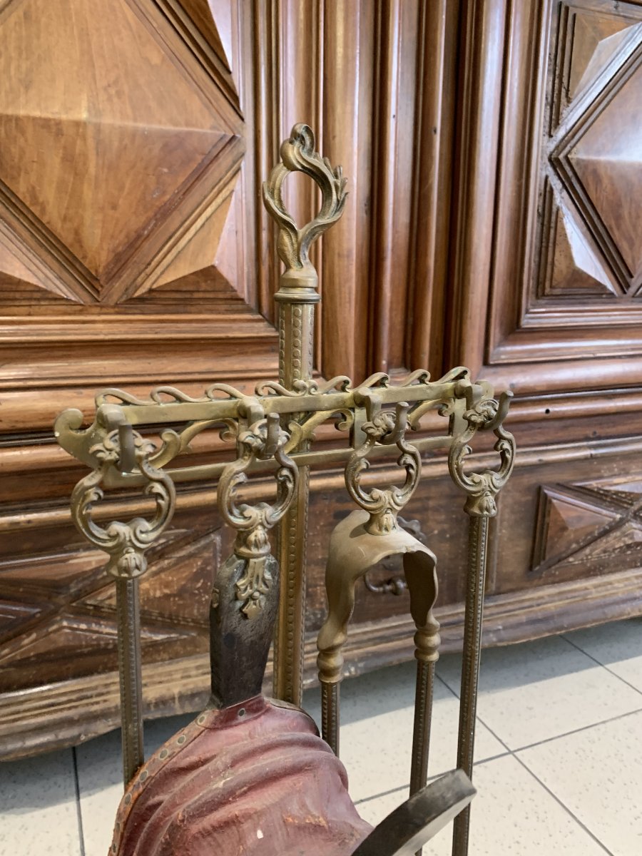 19th-century Bronze Fireplace Stand-photo-3