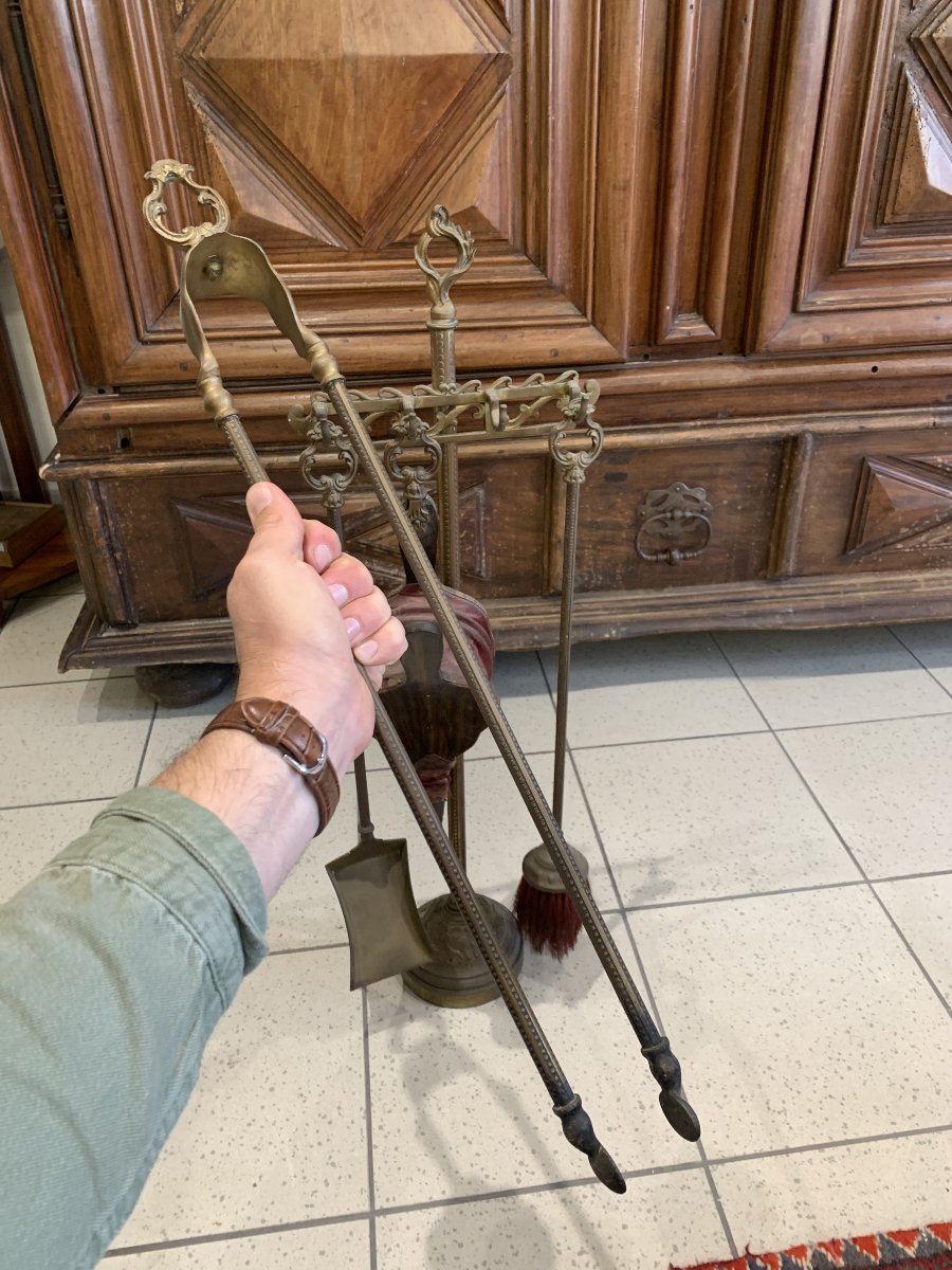 19th-century Bronze Fireplace Stand-photo-3