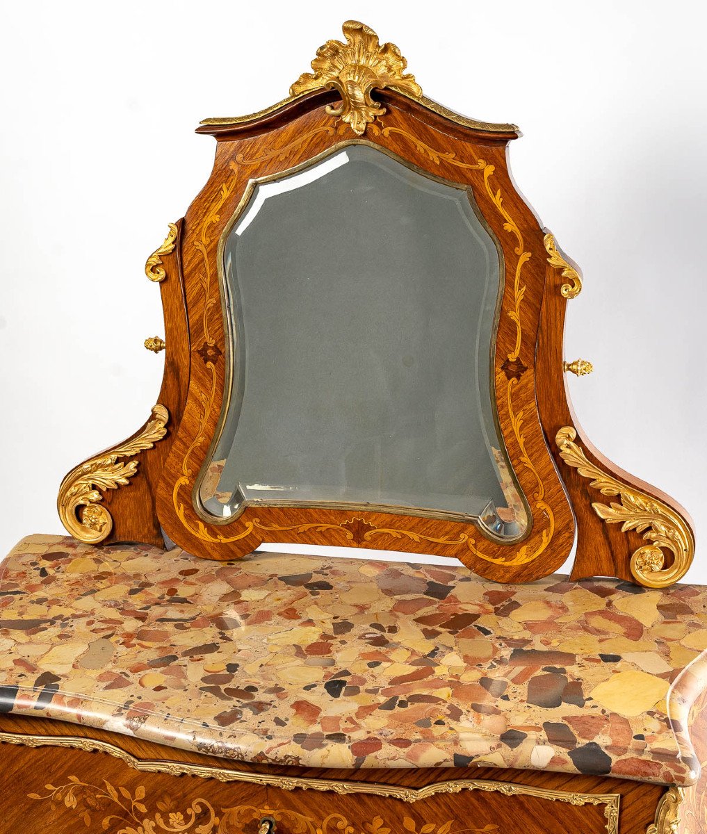 Louis XV Style Dressing Table With Floral Marquetry.circa 1880.-photo-3