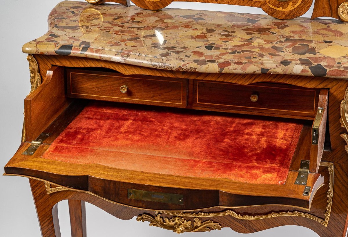 Louis XV Style Dressing Table With Floral Marquetry.circa 1880.-photo-2