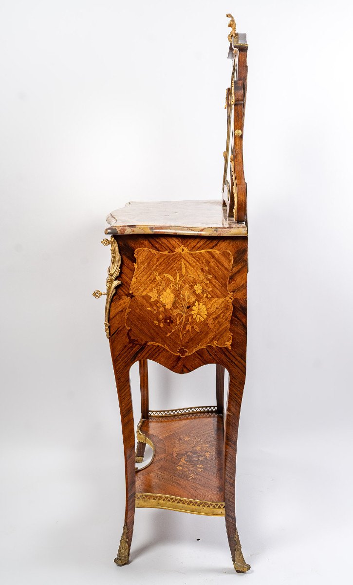 Louis XV Style Dressing Table With Floral Marquetry.circa 1880.-photo-3