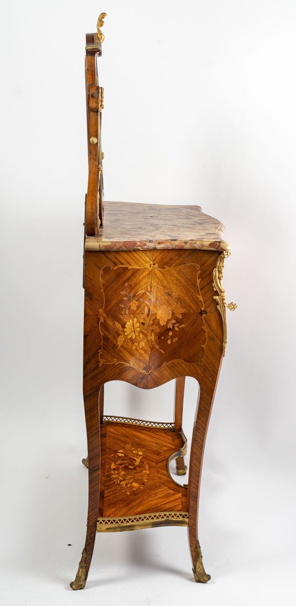 Louis XV Style Dressing Table With Floral Marquetry.circa 1880.-photo-4