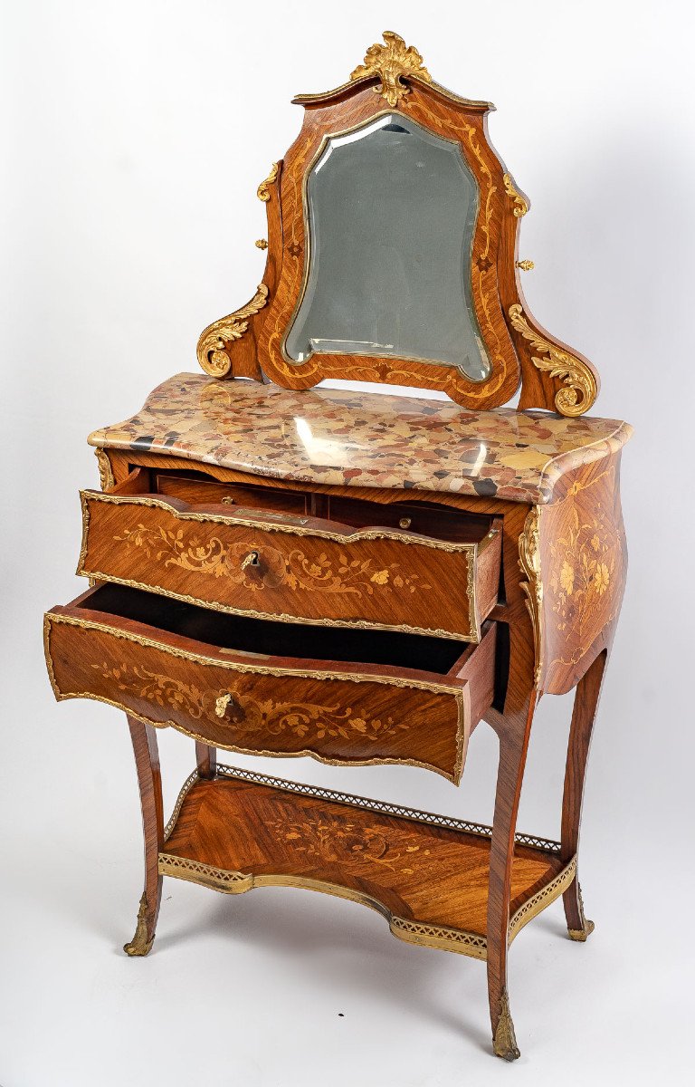 Louis XV Style Dressing Table With Floral Marquetry.circa 1880.