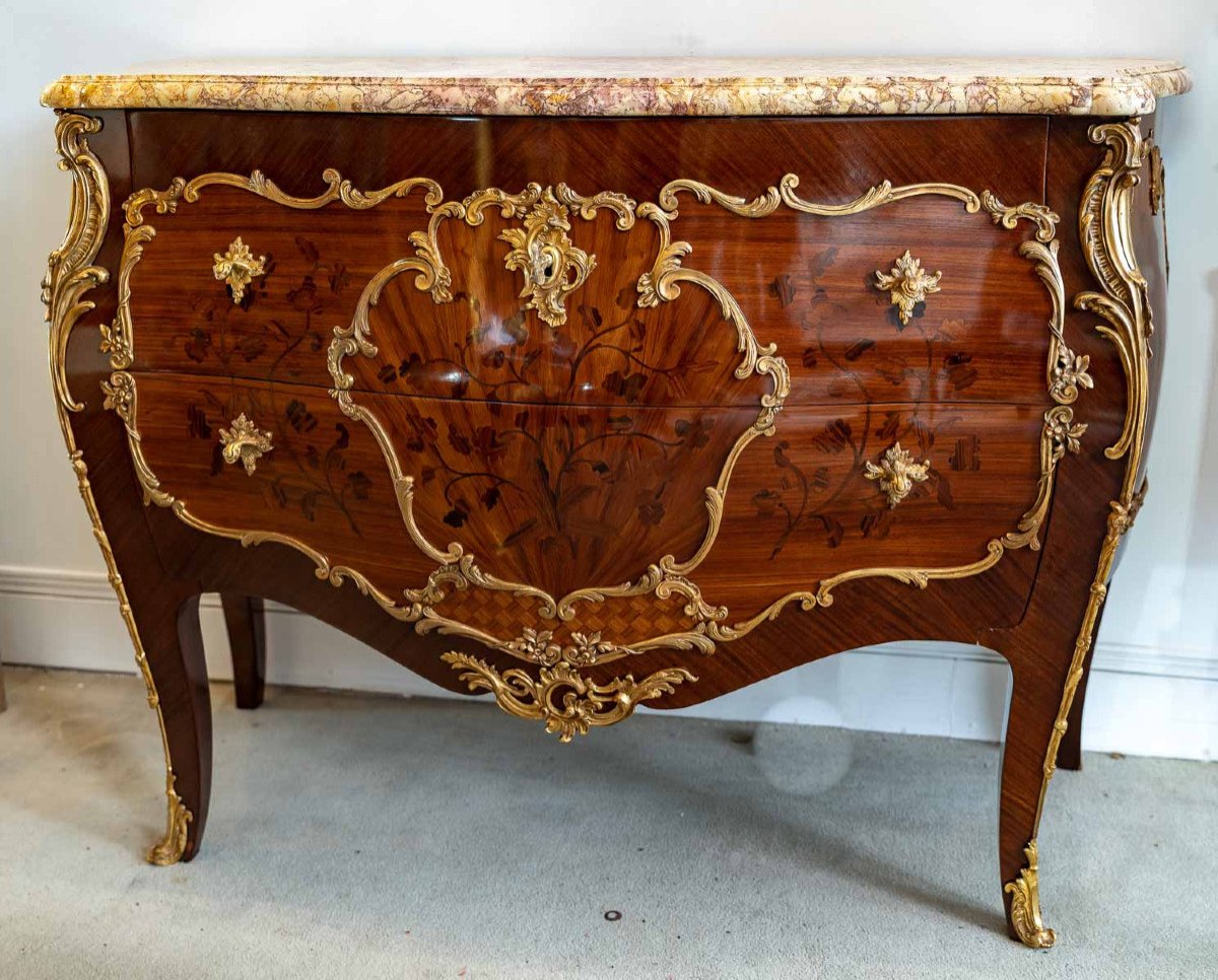 Chardonnay, Cabinetmaker- Regency Style Commode Inlaid With Flower Sheaves.circa 1890.-photo-2