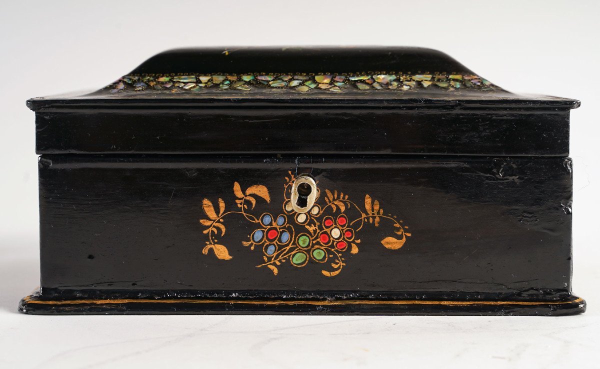 Pont-a-mousson.-coffret d'Epoque Napoléon III à Décor Floral Burgauté.circa 1850-photo-2