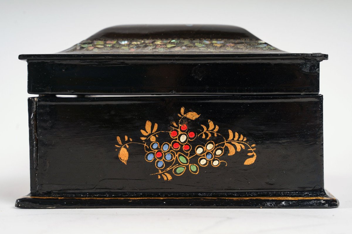 Pont-a-mousson.-coffret d'Epoque Napoléon III à Décor Floral Burgauté.circa 1850-photo-1